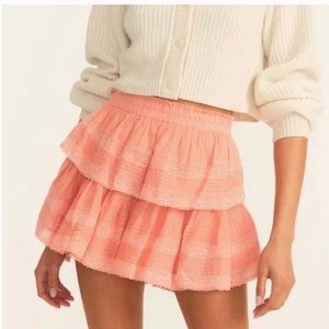 LoveShackFancy Ruffle Mini Skirt in Peach Blossom
